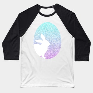 Easter Bunny Silhouette in Pastel Blue Purple Ombre Faux Glitter Easter Egg Baseball T-Shirt